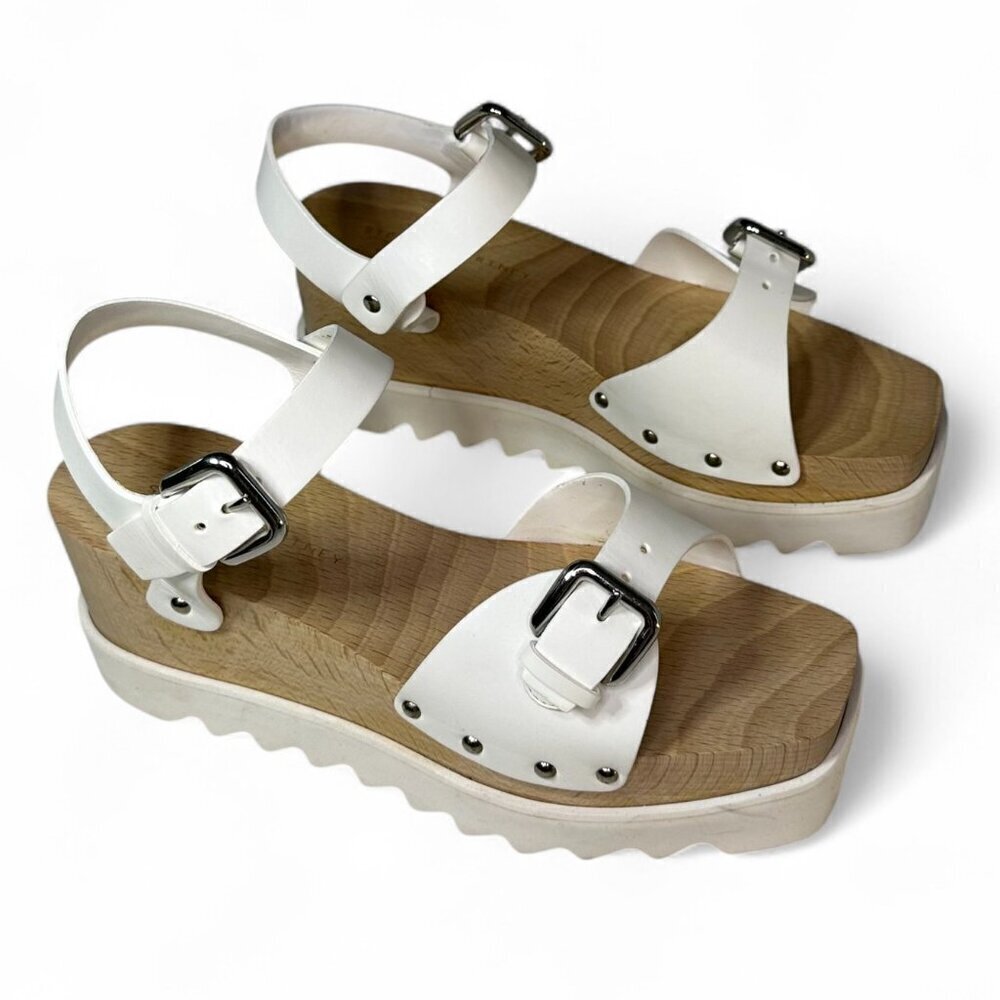 Stella McCartney Women's White Elyse Platform Wooden Sandal EU 38.5 - Picture 10 of 12